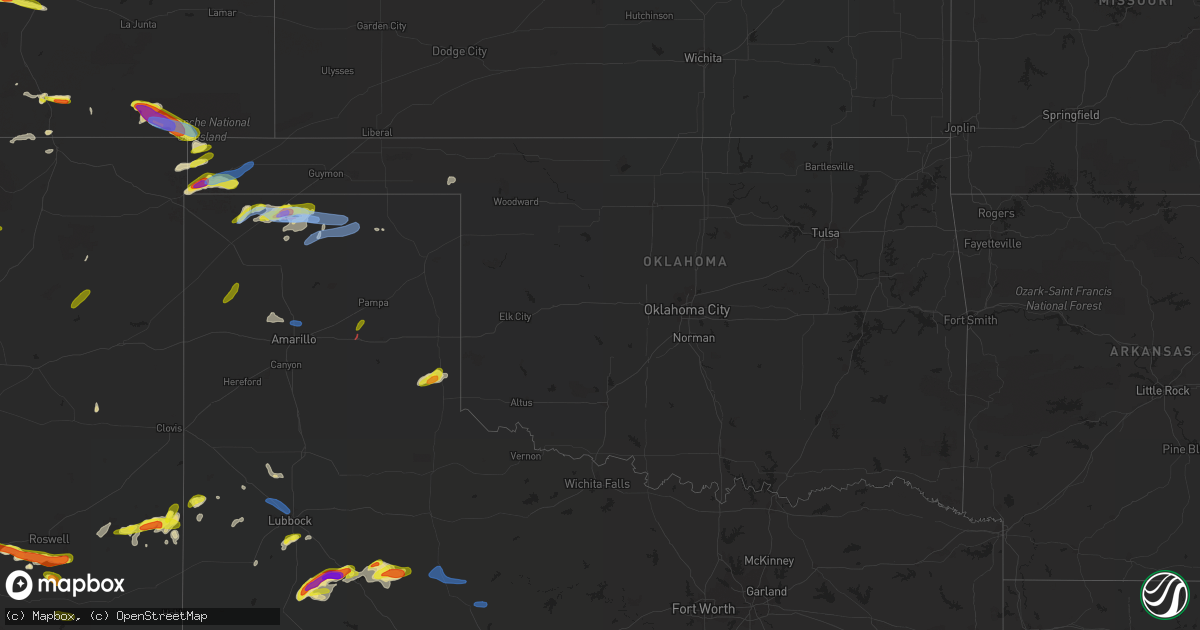 Hail map in Oklahoma on May 30, 2021