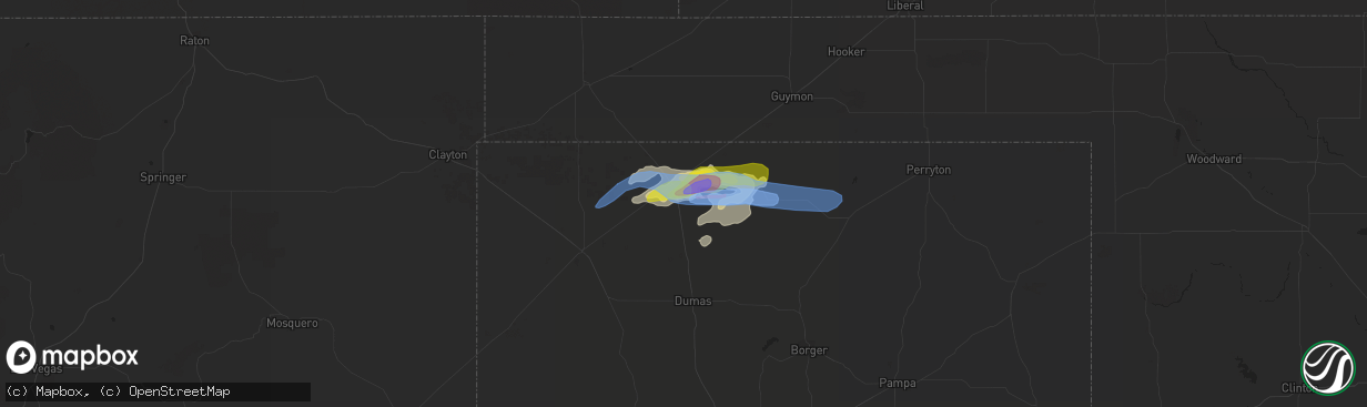 Hail map in Stratford, TX on May 30, 2021