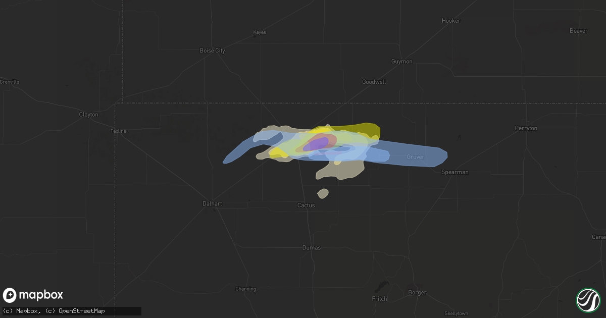 Hail map in Stratford, TX on May 30, 2021