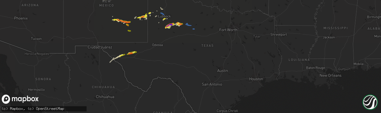 Hail map in Texas on May 30, 2021