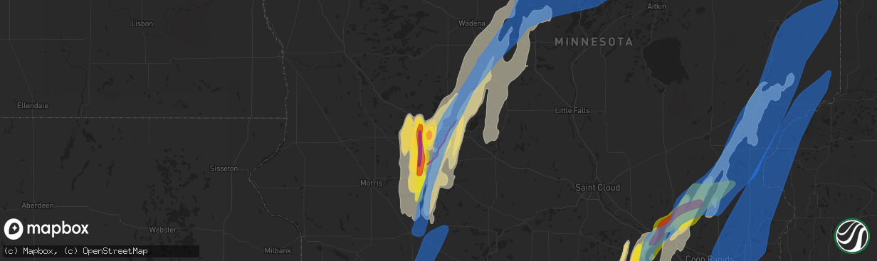 Hail map in Alexandria, MN on May 30, 2022