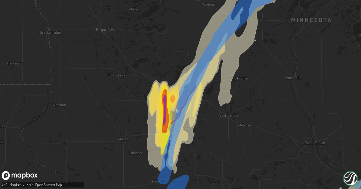Hail map in Alexandria, MN on May 30, 2022