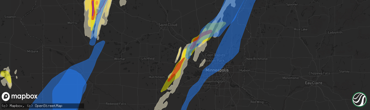 Hail map in Buffalo, MN on May 30, 2022