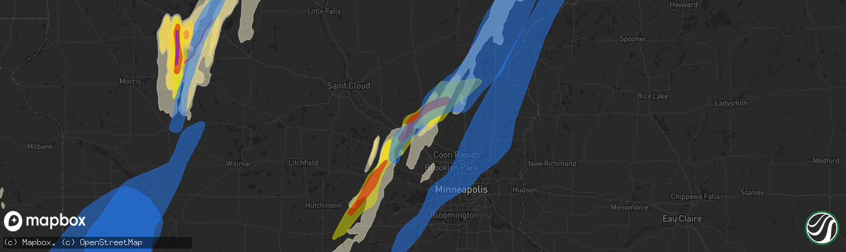 Hail map in Elk River, MN on May 30, 2022