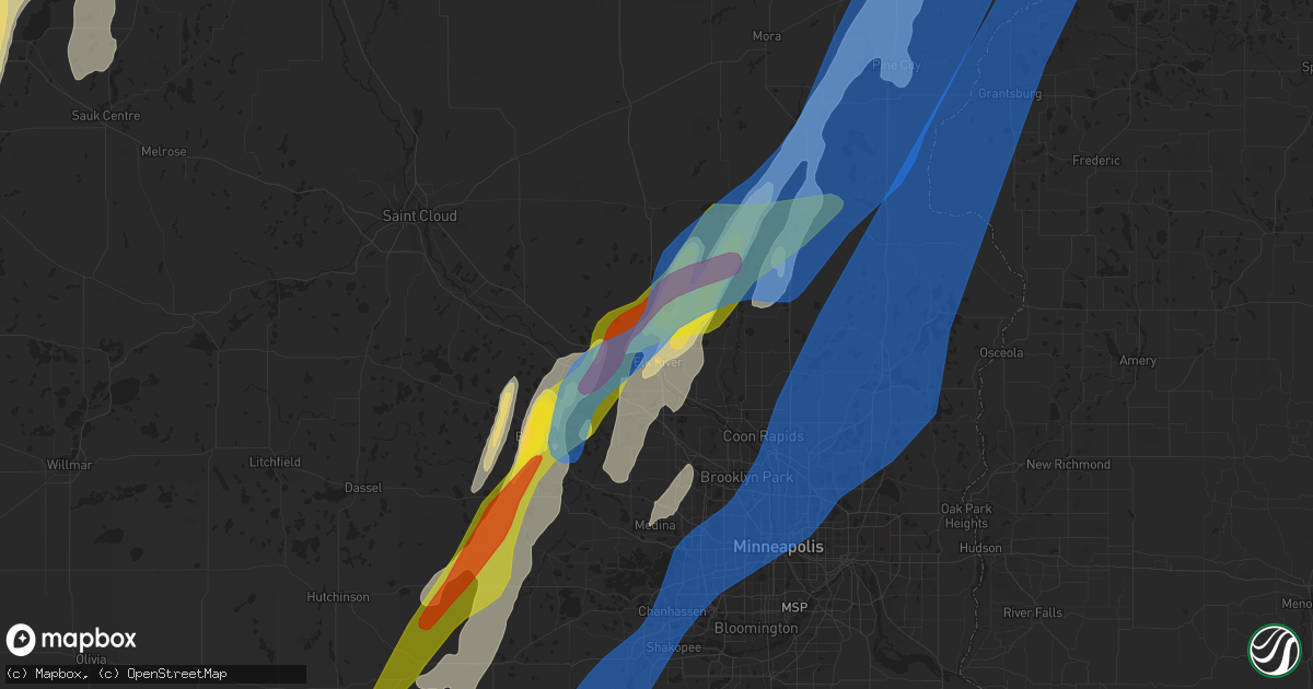 Hail map in Elk River, MN on May 30, 2022