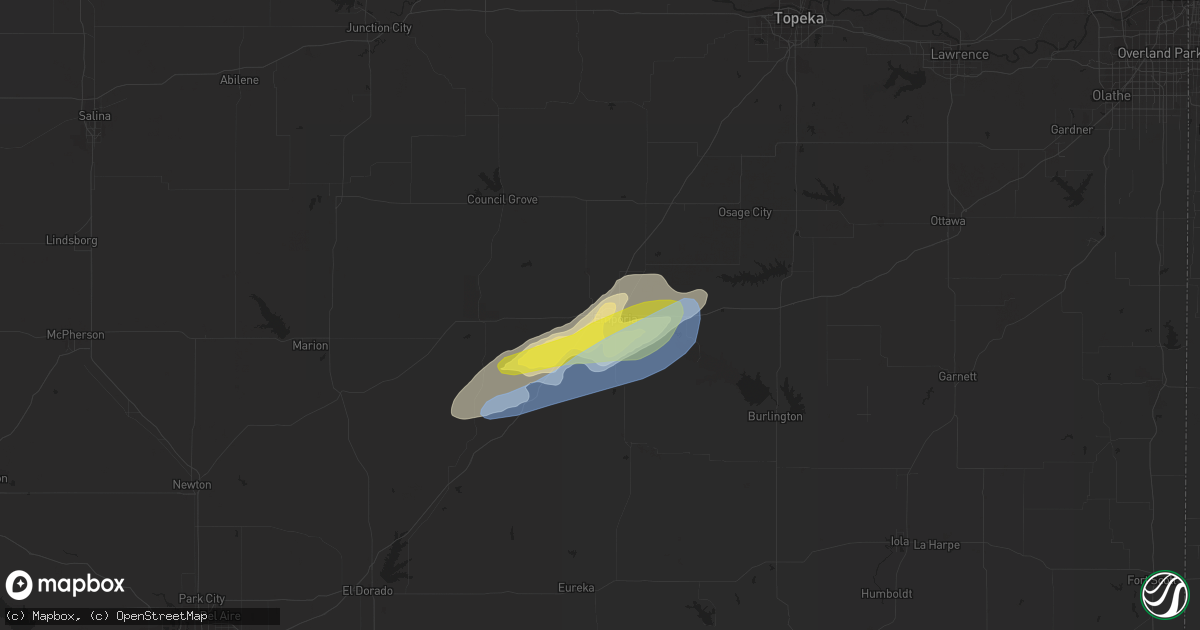 Hail map in Emporia, KS on May 30, 2022