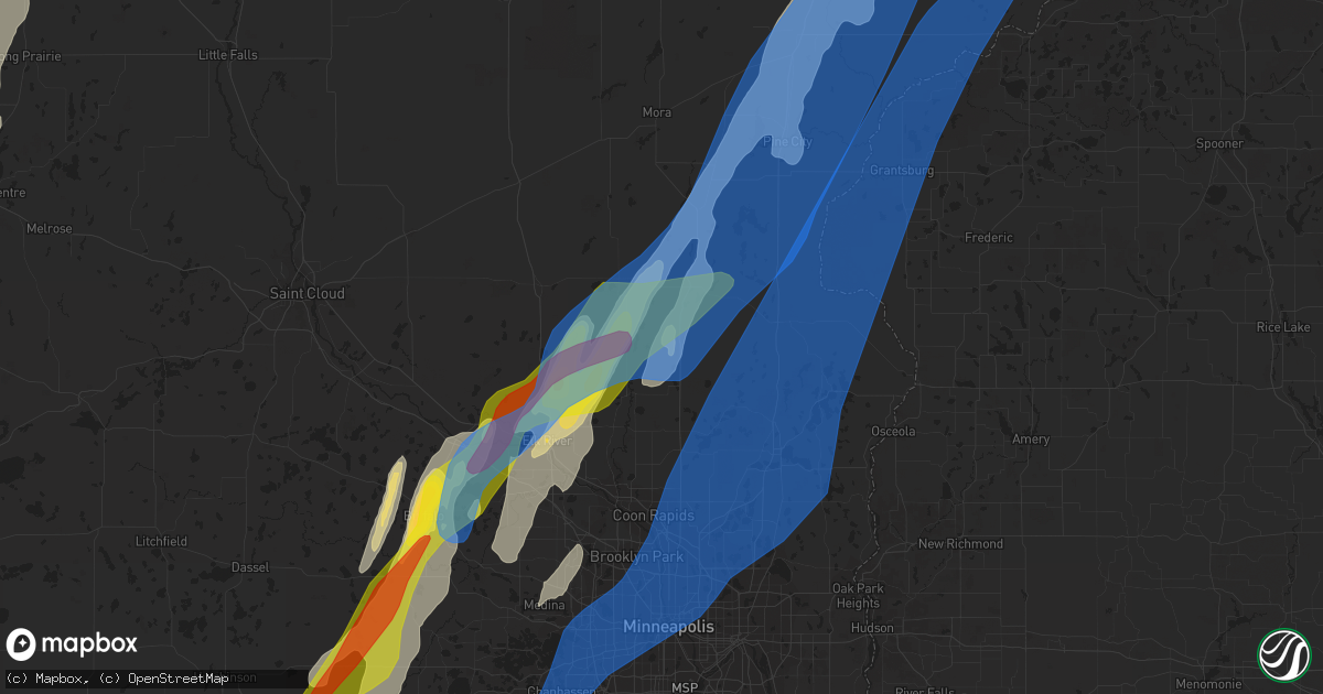 Hail map in Isanti, MN on May 30, 2022