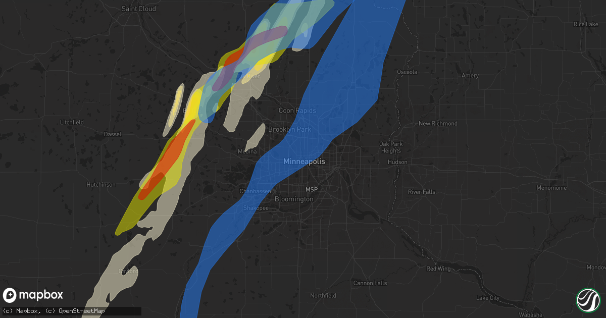 Hail map in Minneapolis, MN on May 30, 2022