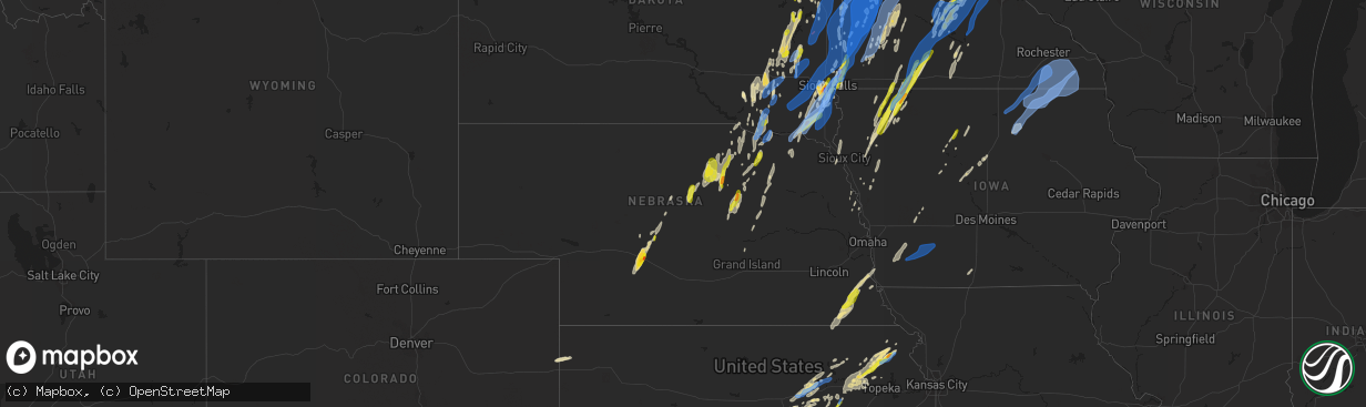 Hail map in Nebraska on May 30, 2022