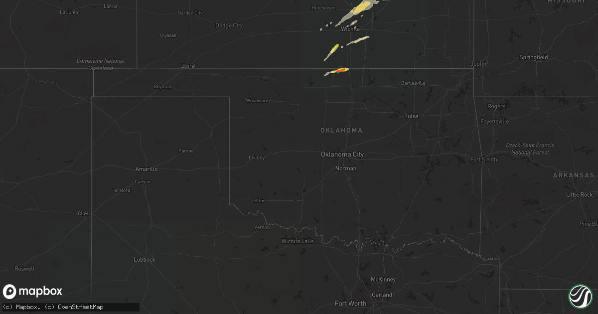 Hail map in Oklahoma on May 30, 2022