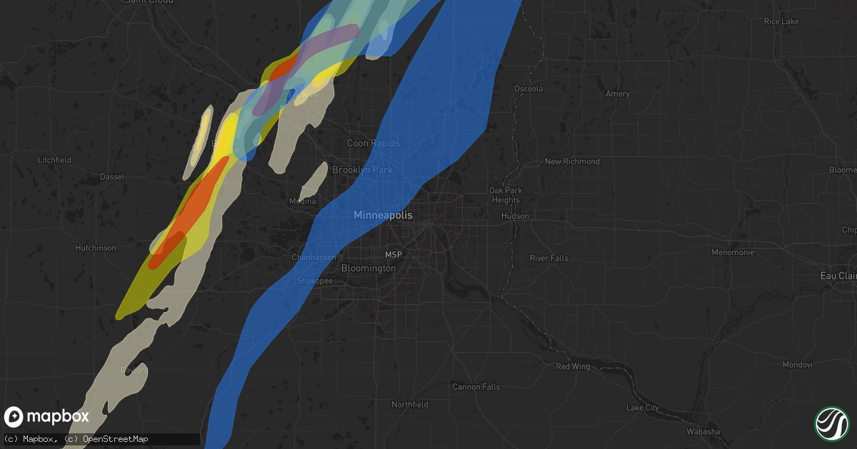 Hail map in Saint Paul, MN on May 30, 2022
