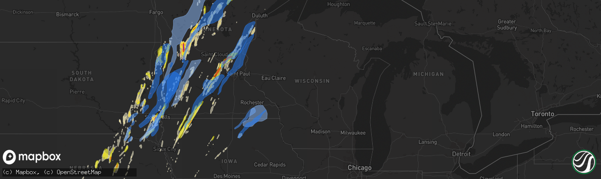 Hail map in Wisconsin on May 30, 2022