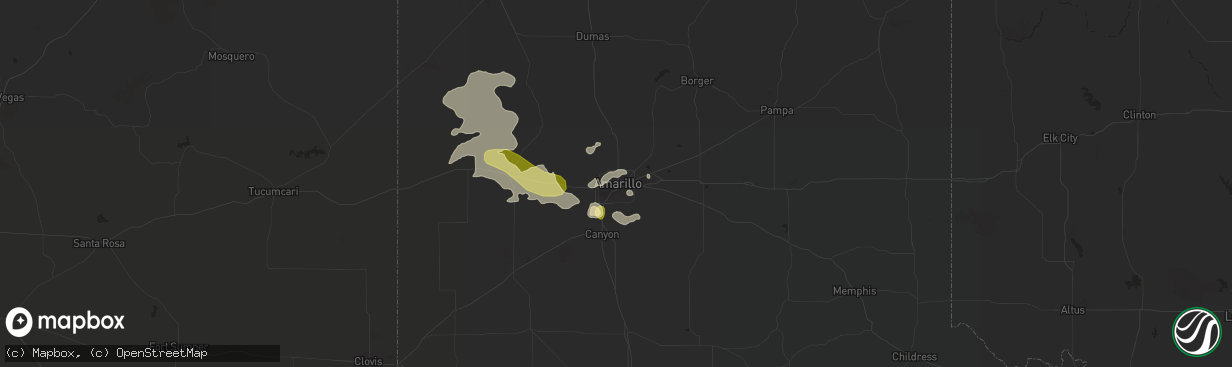 Hail map in Amarillo, TX on May 30, 2023