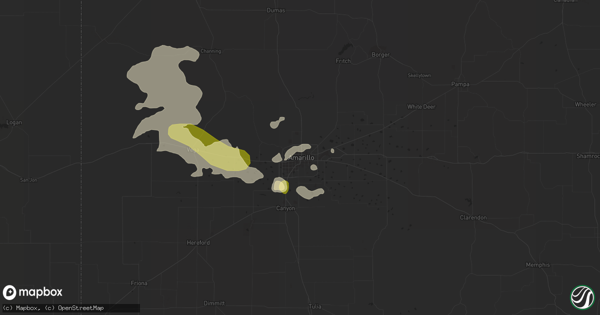Hail map in Amarillo, TX on May 30, 2023