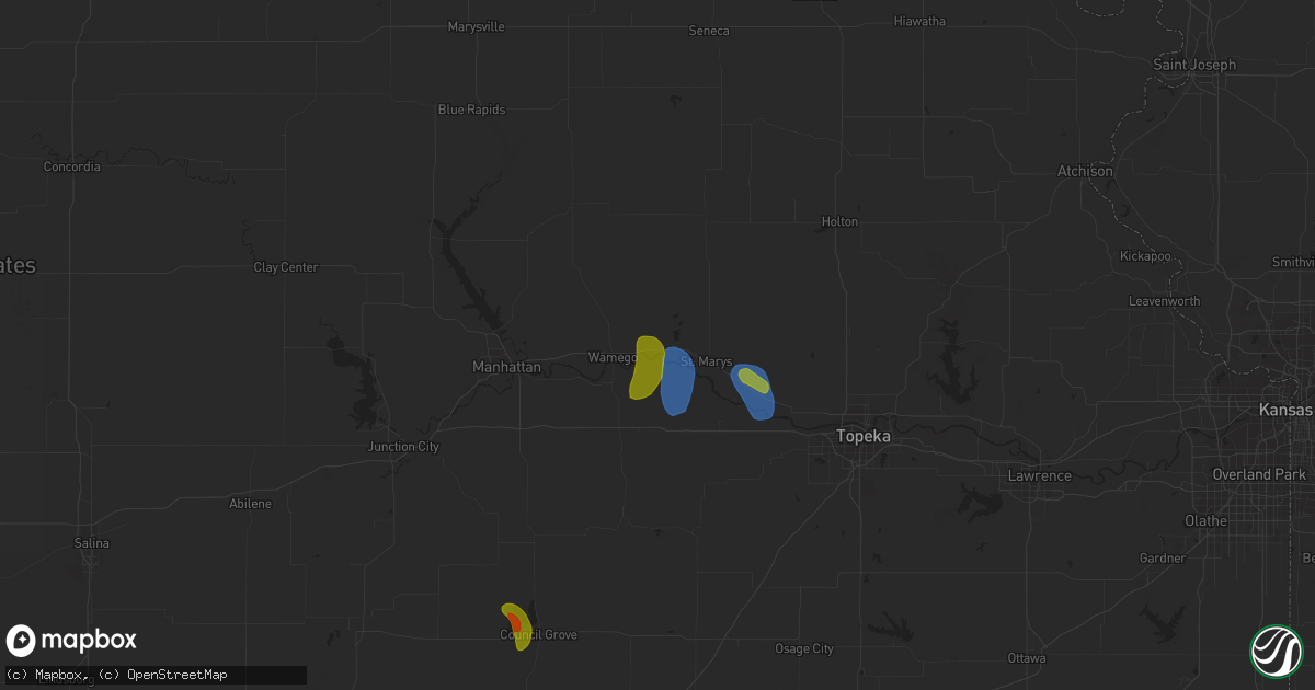 Hail map in Belvue, KS on May 30, 2023