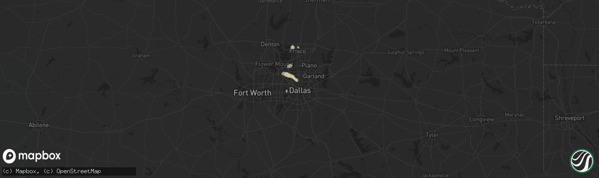 Hail map in Dallas, TX on May 30, 2023