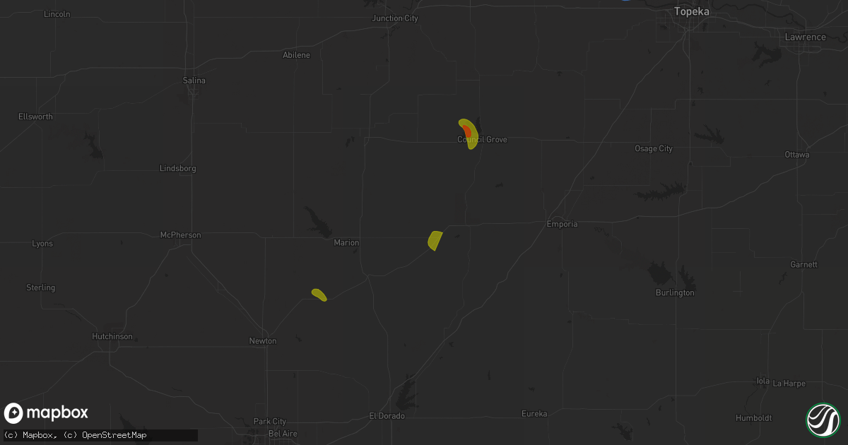 Hail map in Elmdale, KS on May 30, 2023