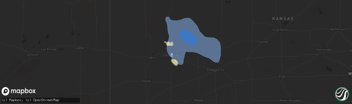 Hail map in Garden City, KS on May 30, 2023