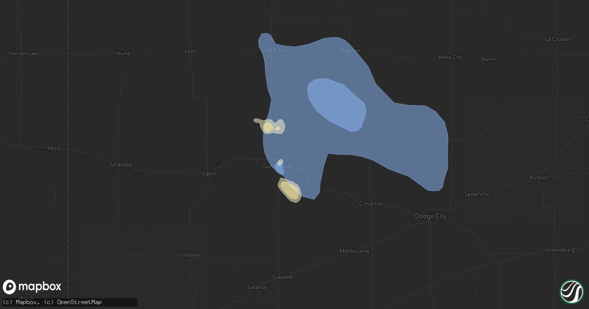 Hail map in Garden City, KS on May 30, 2023
