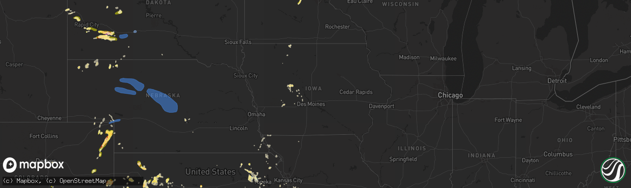 Hail map in Iowa on May 30, 2023