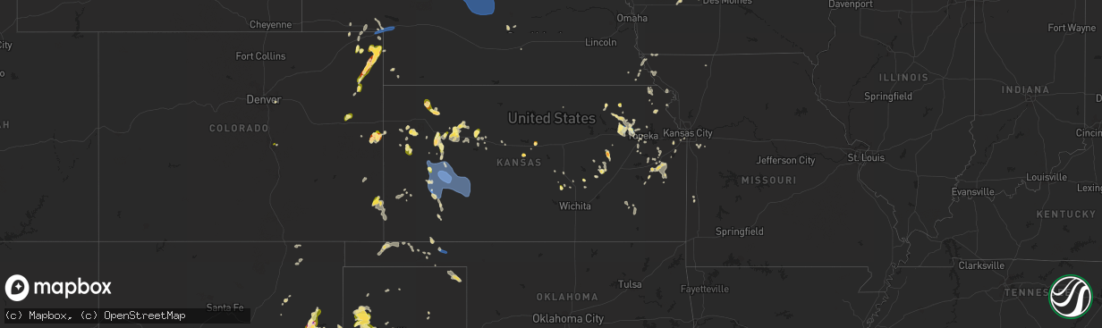 Hail map in Kansas on May 30, 2023
