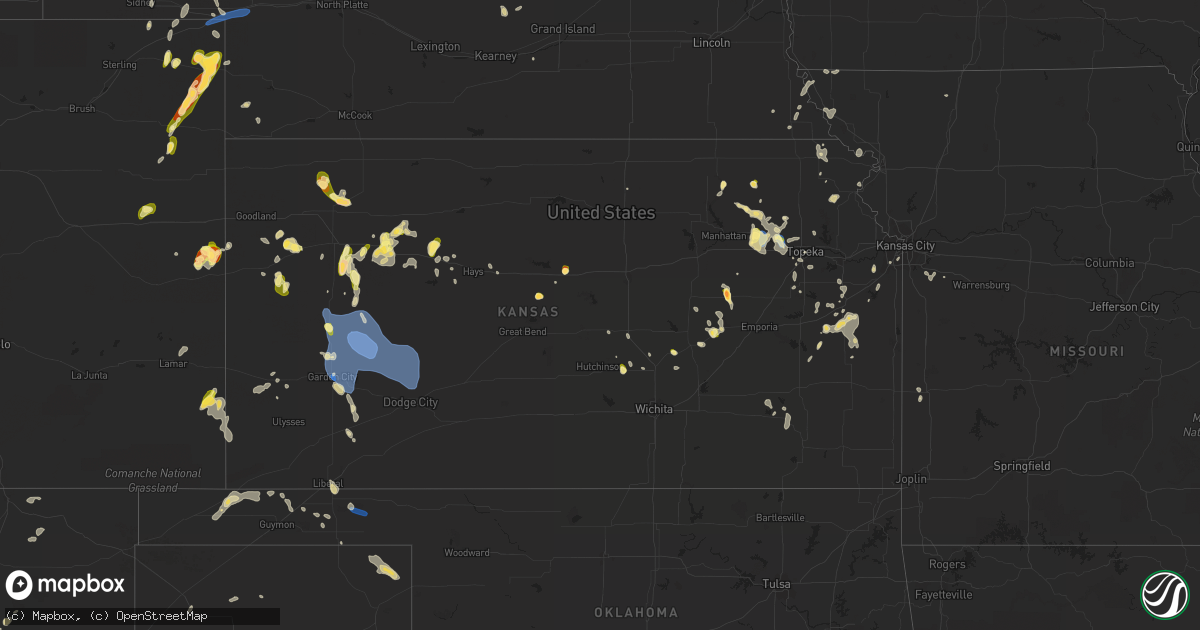 Hail map in Kansas on May 30, 2023