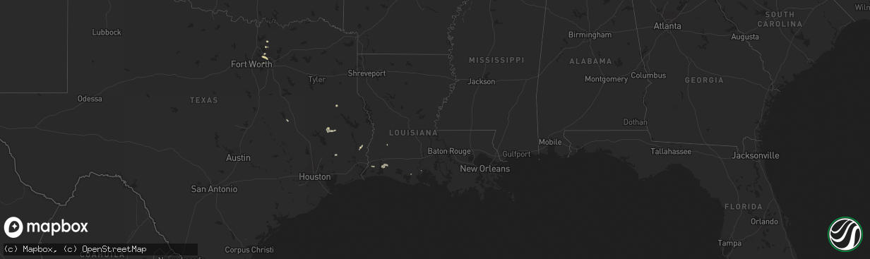 Hail map in Louisiana on May 30, 2023