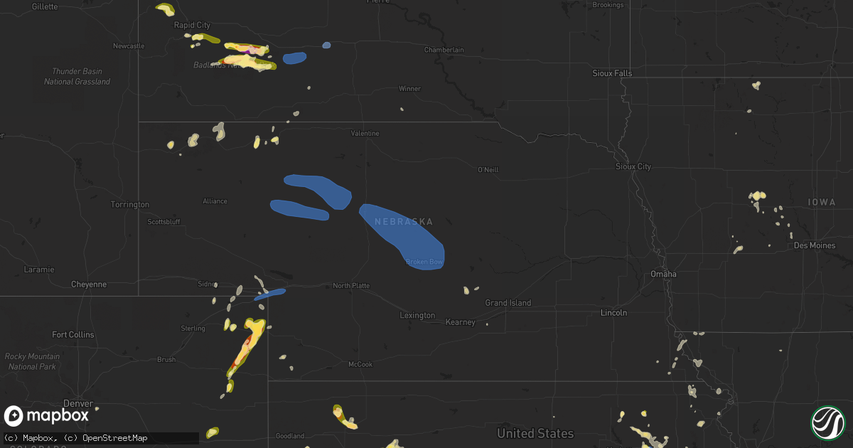 Hail map in Nebraska on May 30, 2023
