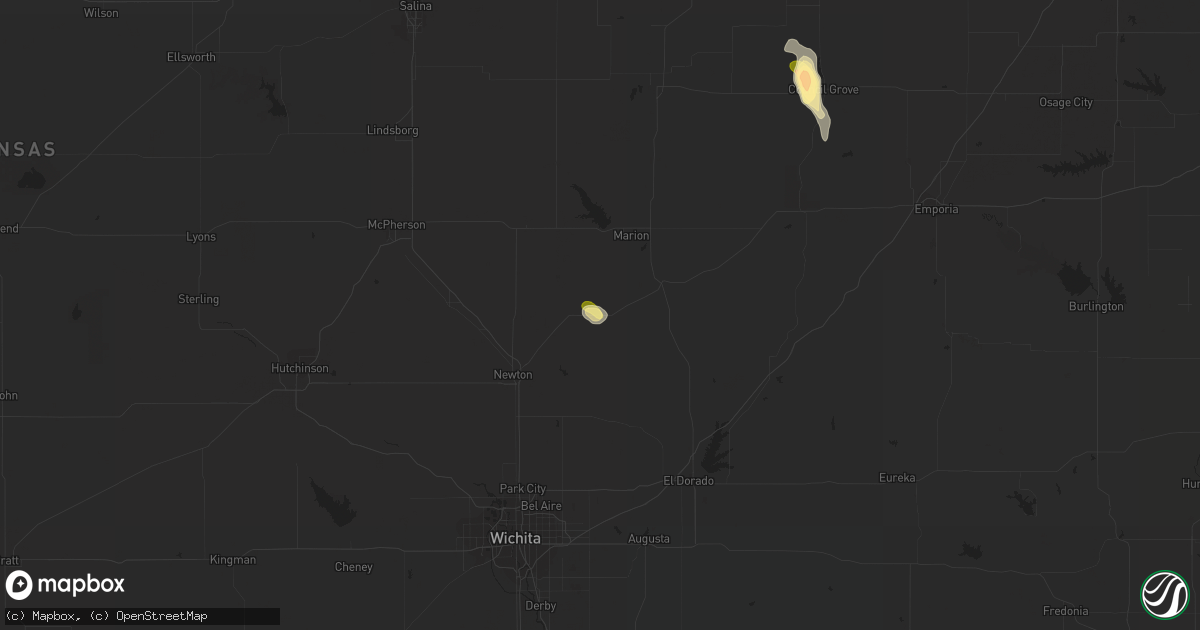 Hail map in Peabody, KS on May 30, 2023