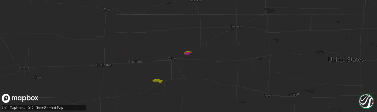 Hail map in Rexford, KS on May 30, 2023