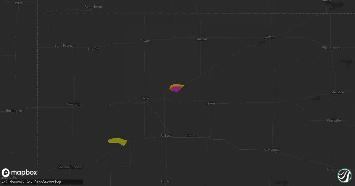 Hail map in Rexford, KS on May 30, 2023