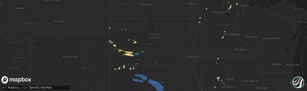 Hail map in South Dakota on May 30, 2023