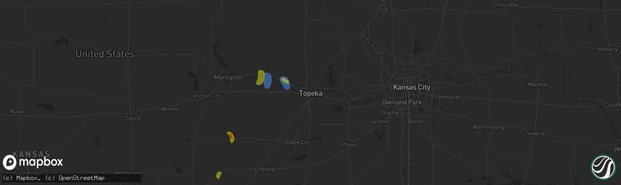 Hail map in Topeka, KS on May 30, 2023