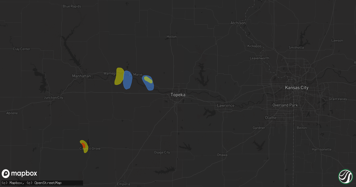 Hail map in Topeka, KS on May 30, 2023