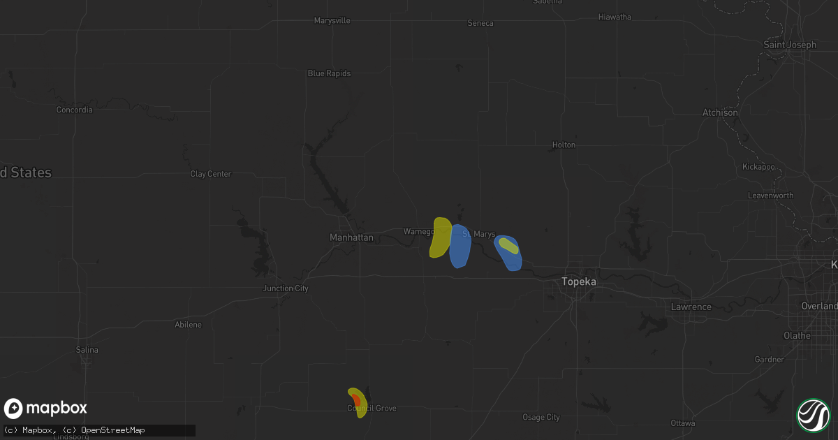 Hail map in Wamego, KS on May 30, 2023