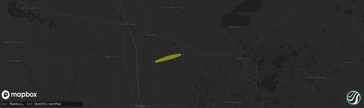 Hail map in Winger, MN on May 30, 2023