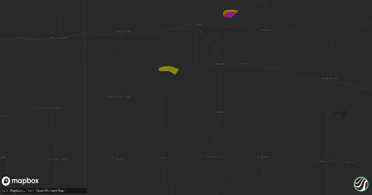 Hail map in Winona, KS on May 30, 2023