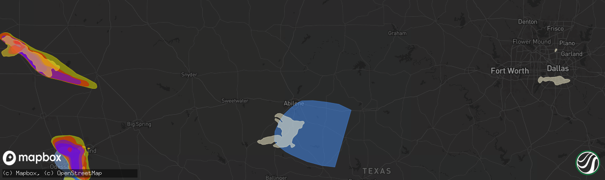 Hail map in Abilene, TX on May 30, 2024