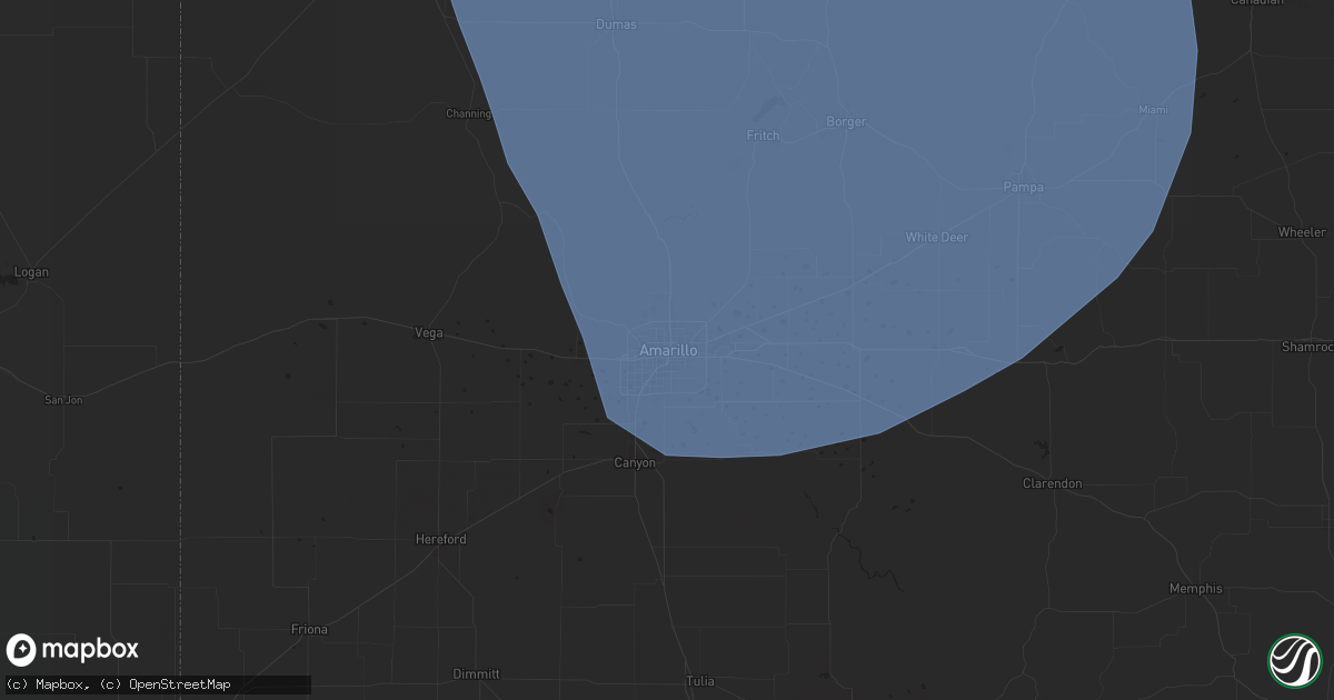 Hail map in Amarillo, TX on May 30, 2024