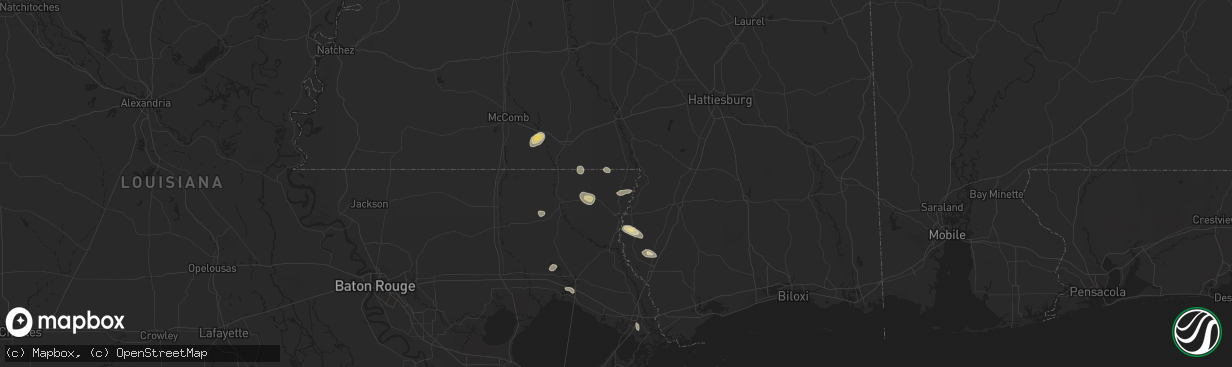 Hail map in Angie, LA on May 30, 2024