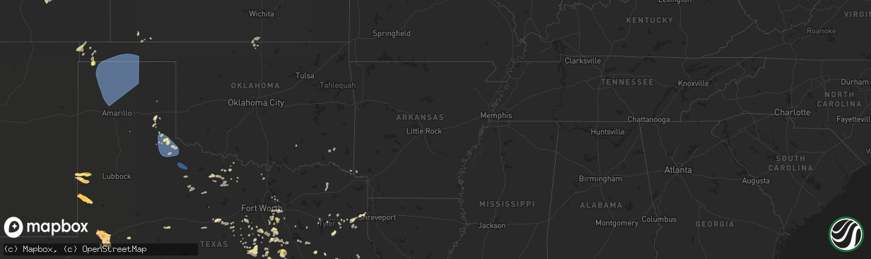 Hail map in Arkansas on May 30, 2024