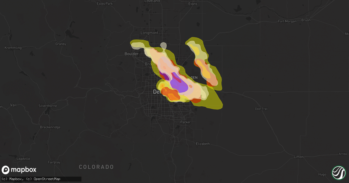 Hail map in Aurora, CO on May 30, 2024