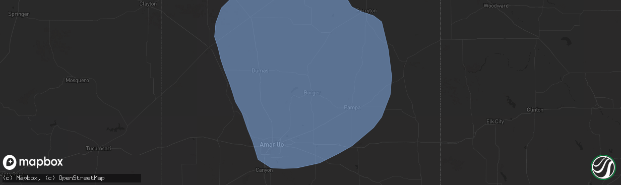 Hail map in Borger, TX on May 30, 2024