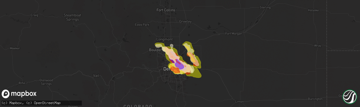 Hail map in Brighton, CO on May 30, 2024