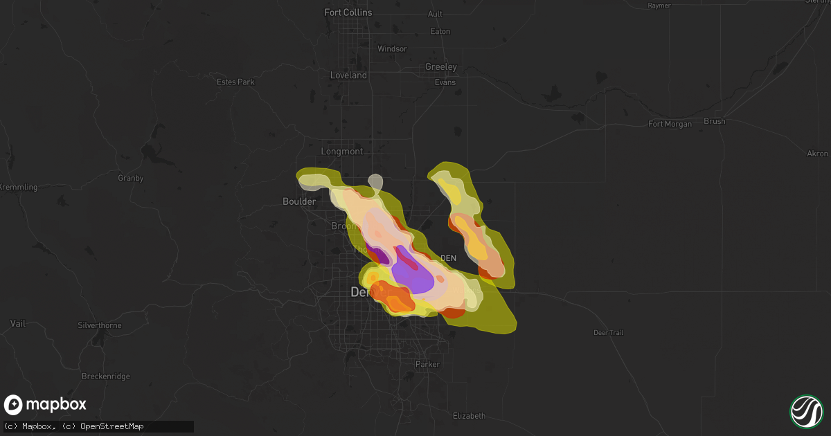Hail map in Brighton, CO on May 30, 2024
