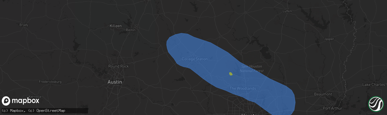 Hail map in Bryan, TX on May 30, 2024