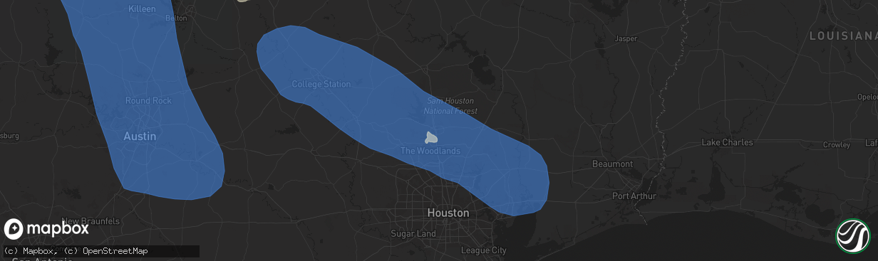 Hail map in Conroe, TX on May 30, 2024