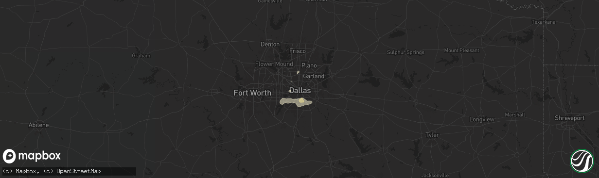 Hail map in Dallas, TX on May 30, 2024