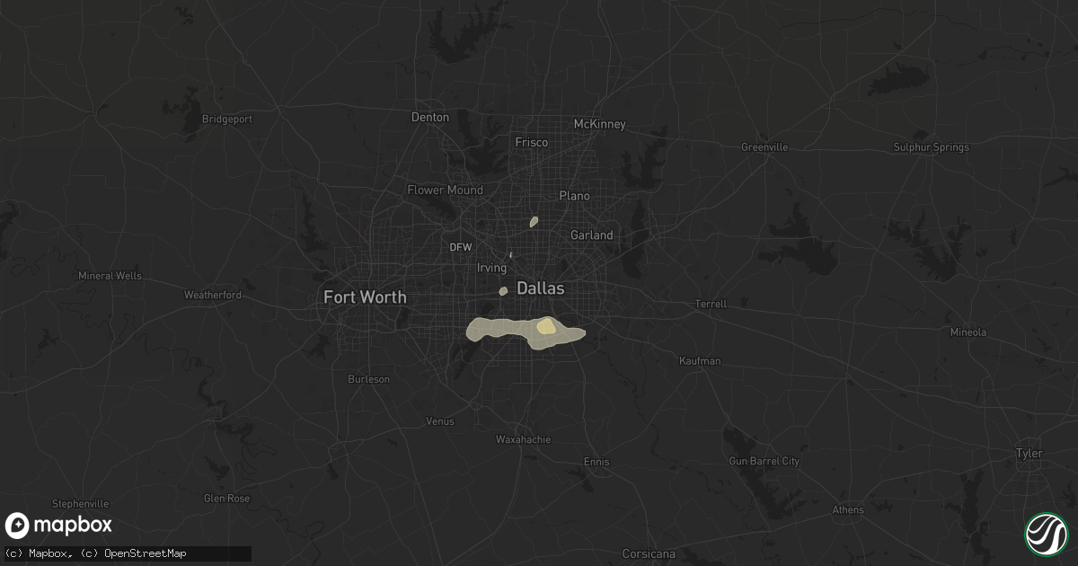 Hail map in Dallas, TX on May 30, 2024