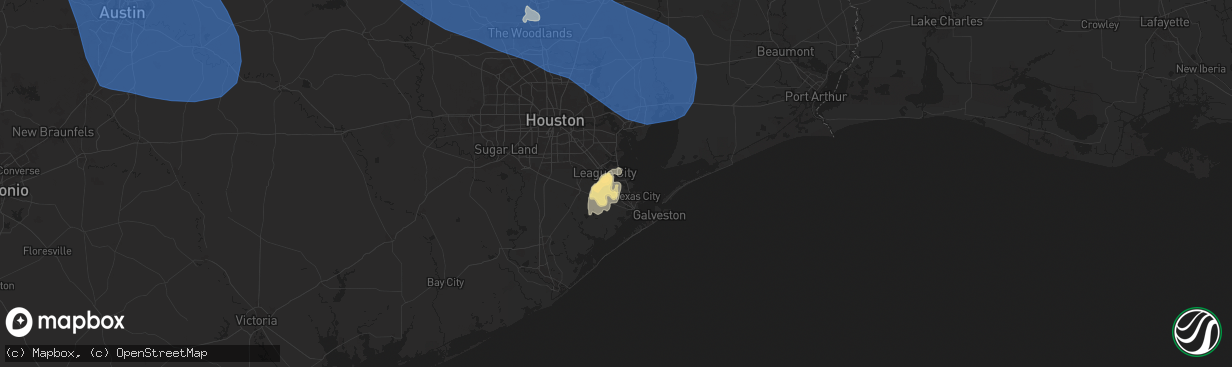Hail map in Dickinson, TX on May 30, 2024